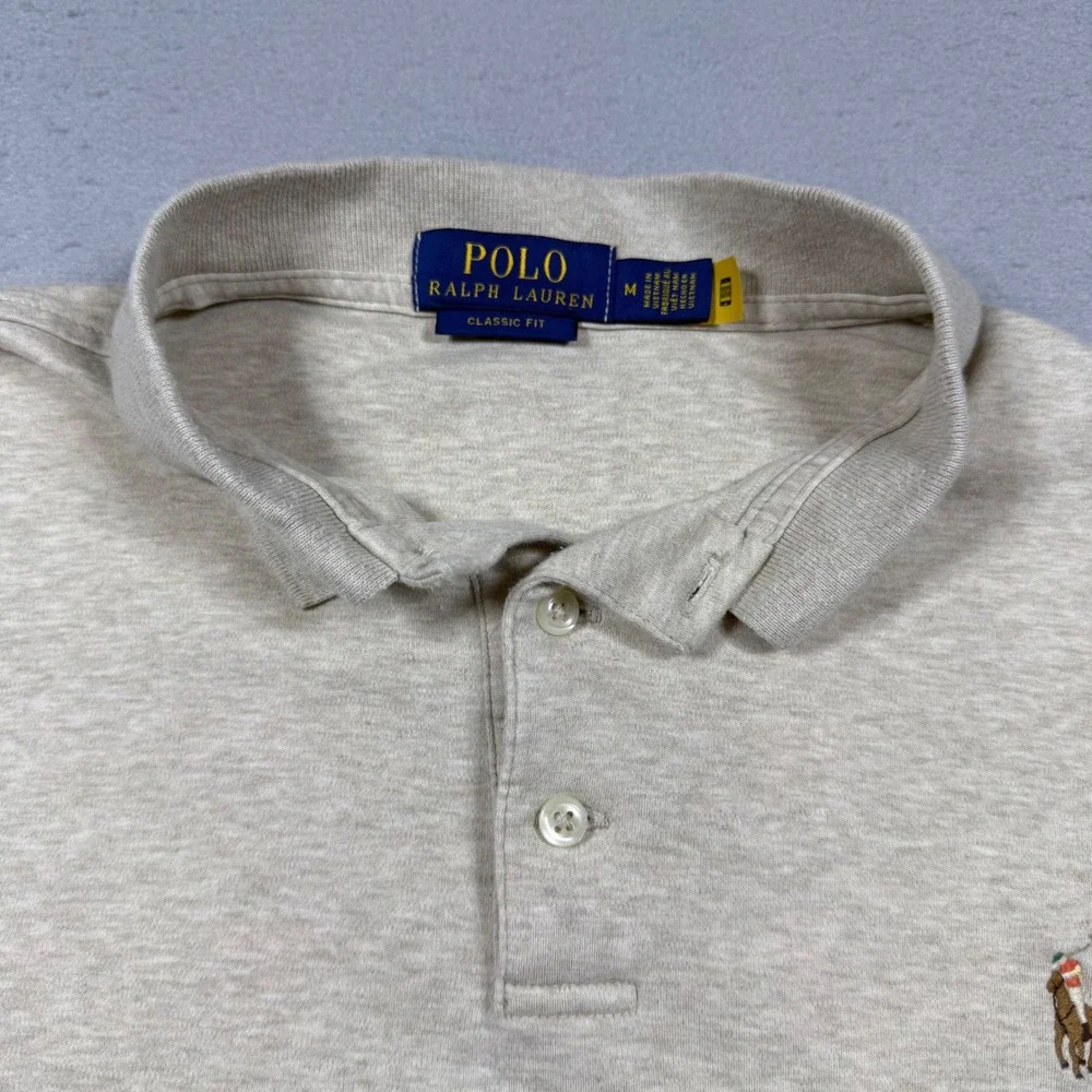 Polo Ralph Lauren Mens Classic Fit Short Sleeve Polo Shirt Beige Oatmeal Medium